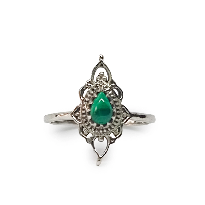 ANILLOS ANDREA COGGIOLA JOYAS PLATA FINA 925 ISHANI PIEDRA MALAQUITA #16 - 1