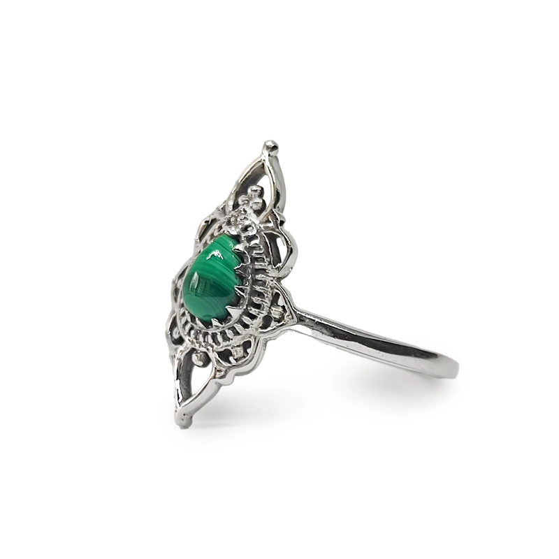 ANILLOS ANDREA COGGIOLA JOYAS PLATA FINA 925 ISHANI PIEDRA MALAQUITA #16 - 2