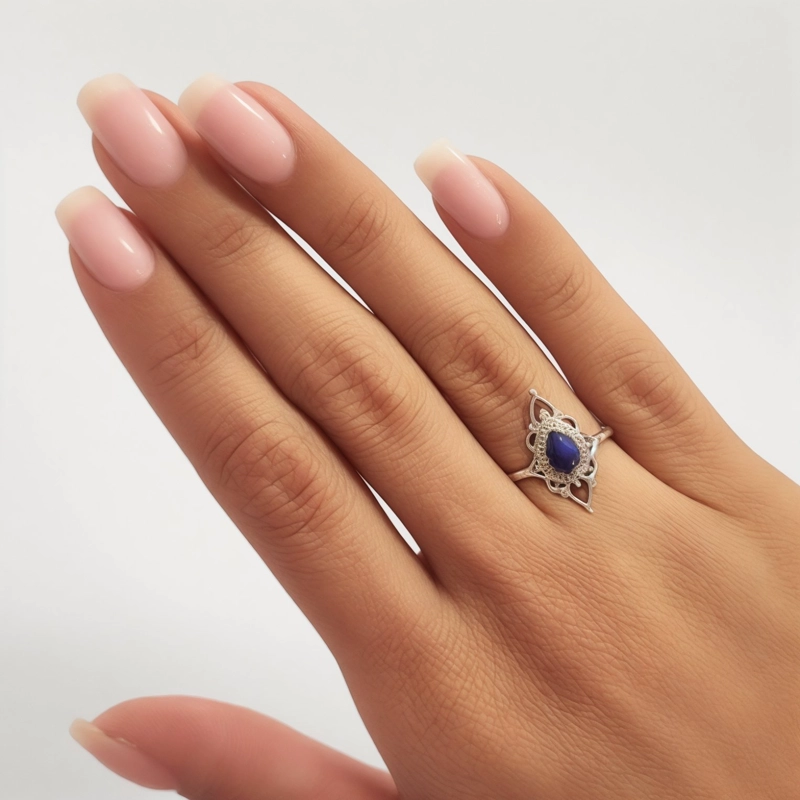 ANILLOS ANDREA COGGIOLA JOYAS PLATA FINA 925 ISHANI PIEDRA LAPISLÁZULI #17 - 3