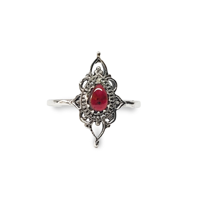 ANILLOS ANDREA COGGIOLA JOYAS PLATA FINA 925 ISHANI PIEDRA GRANATE #17 - 1