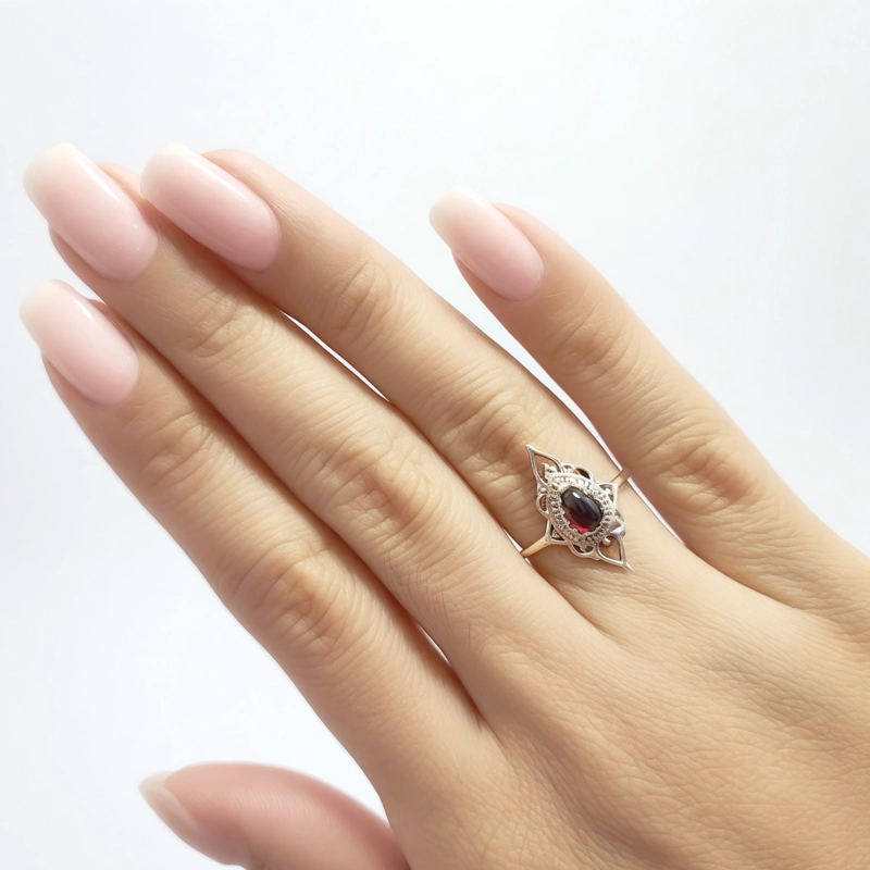 ANILLOS ANDREA COGGIOLA JOYAS PLATA FINA 925 ISHANI PIEDRA GRANATE #17 - 3