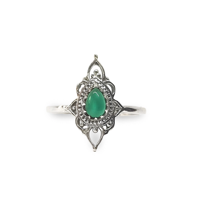 ANILLOS ANDREA COGGIOLA JOYAS PLATA FINA 925 ISHANI PIEDRA JADE #17 - 1
