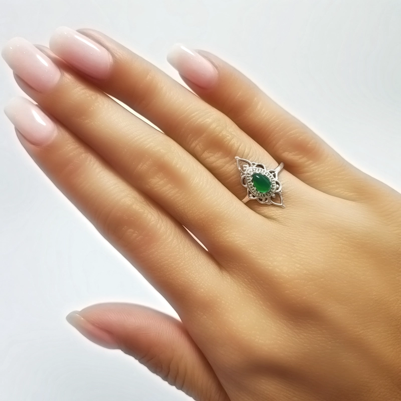 ANILLOS ANDREA COGGIOLA JOYAS PLATA FINA 925 ISHANI PIEDRA JADE #17 - 3