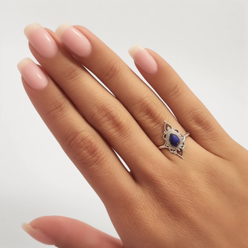 ANILLOS ANDREA COGGIOLA JOYAS PLATA FINA 925 ISHANI PIEDRA LAPISLÁZULI #19 - 3