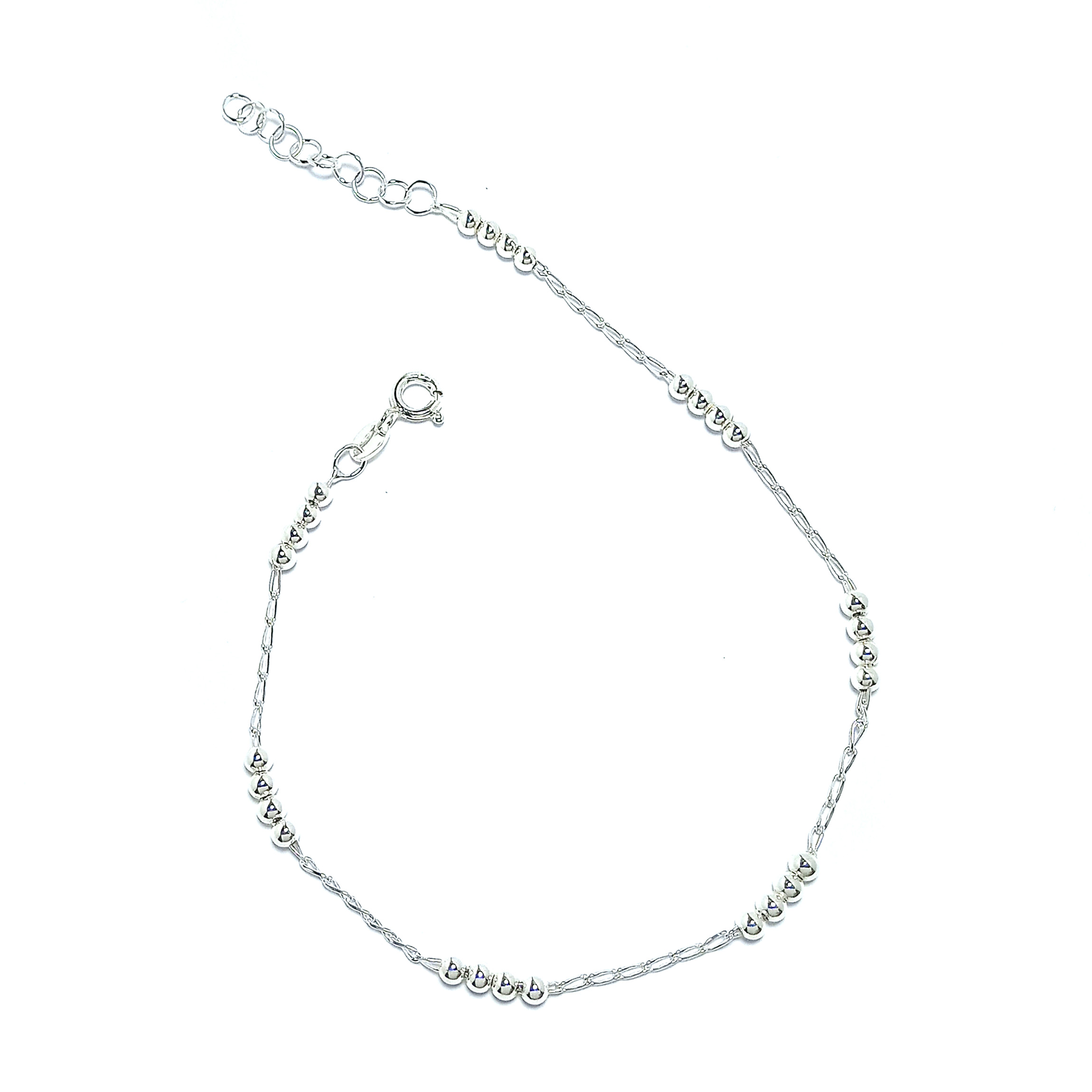 TOBILLERA ANDREA COGGIOLA JOYAS 4 BOLITAS CADENA RADA PLATA FINA 925 - 1