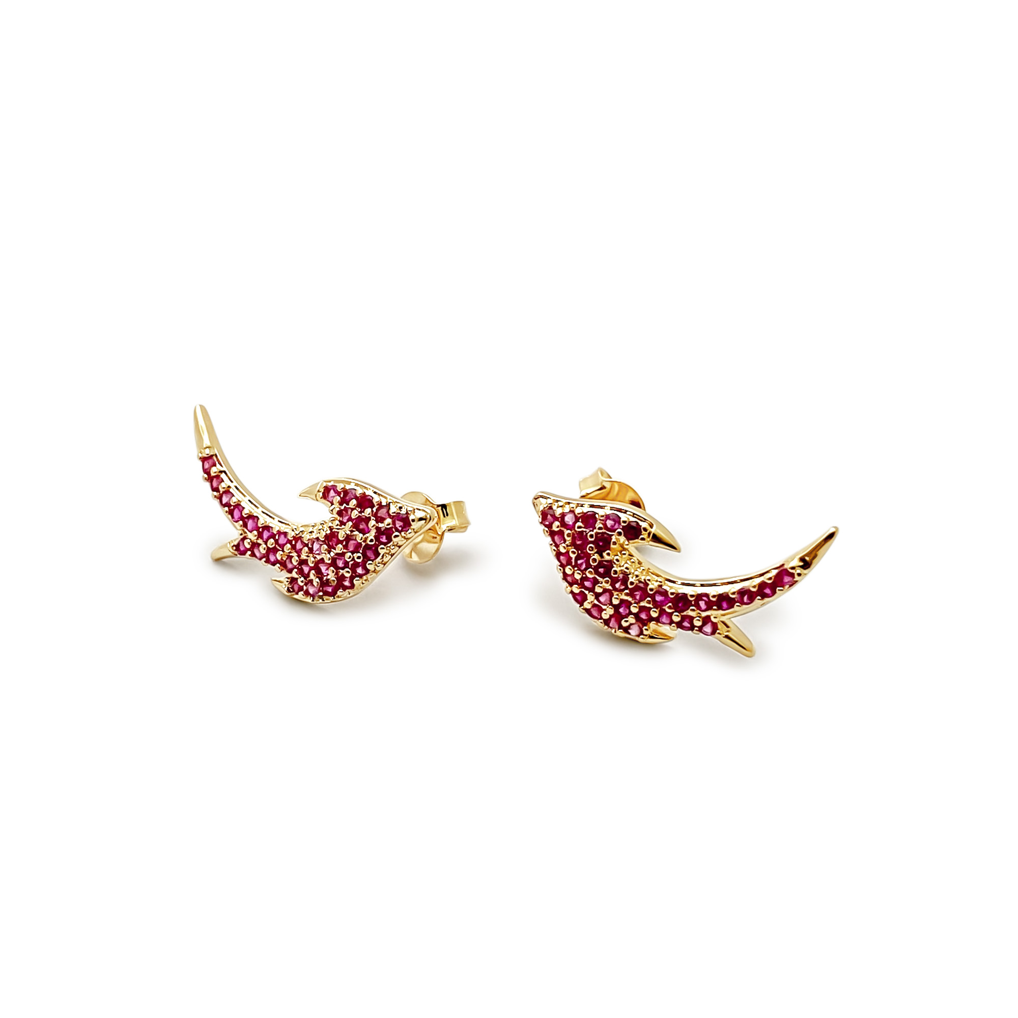 AROS ANDREA COGGIOLA JOYAS GOLONDRINA CIRCÓN FUCSIA ENCHAPADO ORO 18K - 1