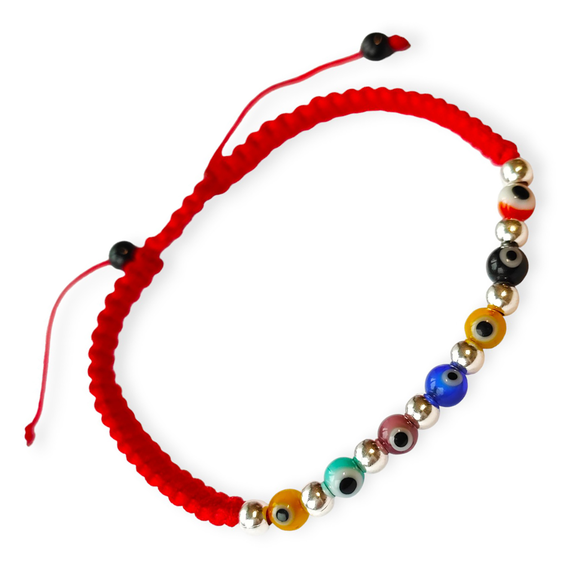 PULSERA ANDREA COGGIOLA JOYAS OJOS TURCOS COLORES CORDÓN ROJO - 2