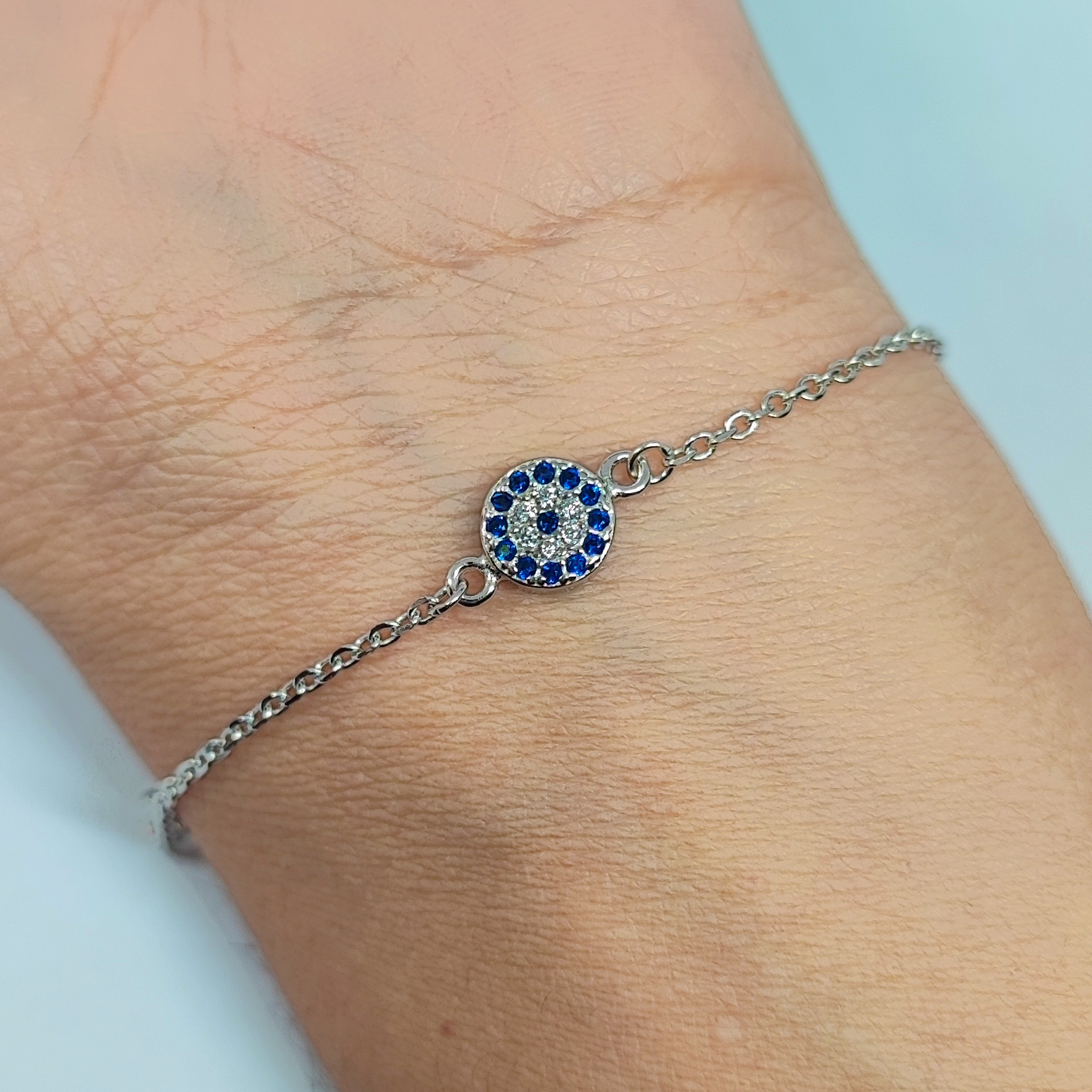PULSERA ANDREA COGGIOLA JOYAS OJO TURCO PLATA FINA RODIO 925 - 3