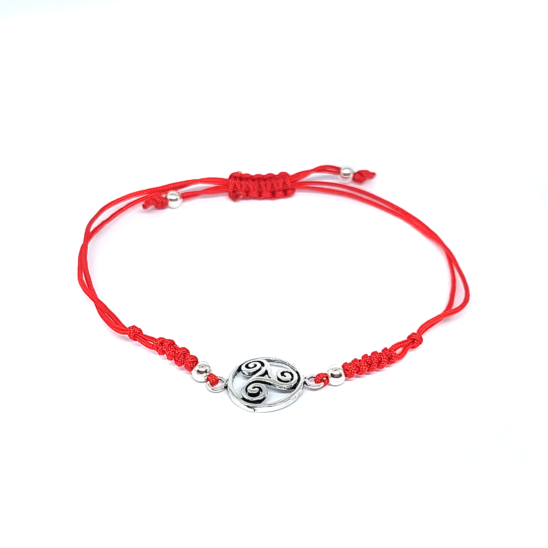 PULSERA ANDREA COGGIOLA JOYAS CELTA PLATA FINA 925 ENVEJECIDA CORDÓN ROJO - 1