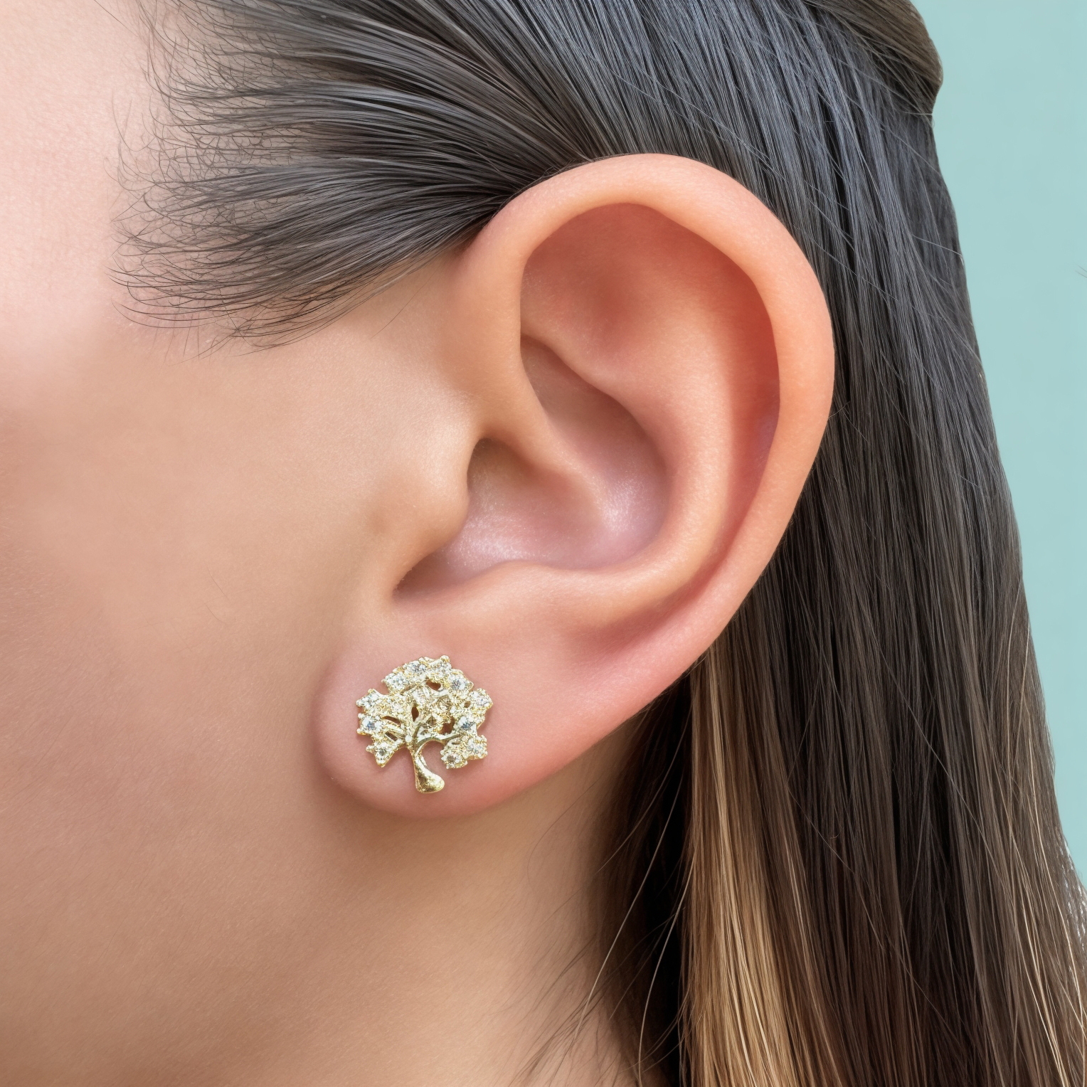 AROS ANDREA COGGIOLA JOYAS ÁRBOL CIRCÓN ENCHAPADO ORO 18K - 2
