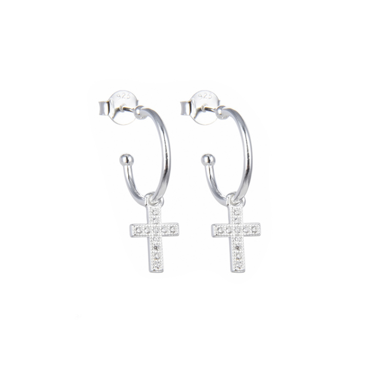 AROS ANDREA COGGIOLA JOYAS ARGOLLA CRUZ CIRCÓN COLGANTE PLATA FINA 925 - 1