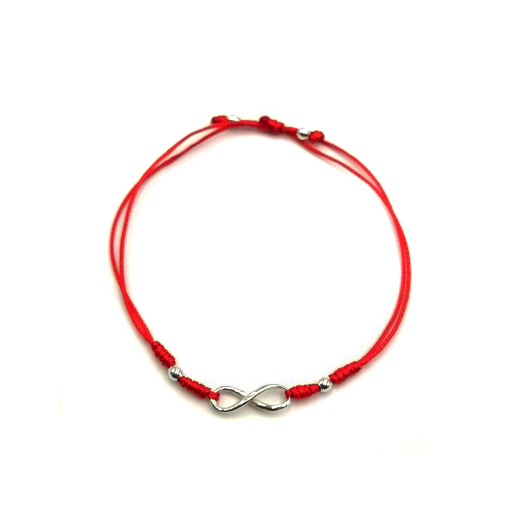 PULSERA ANDREA COGGIOLA JOYAS CORDÓN ROJO FINO INFINITO PLATA FINA 925 - 1