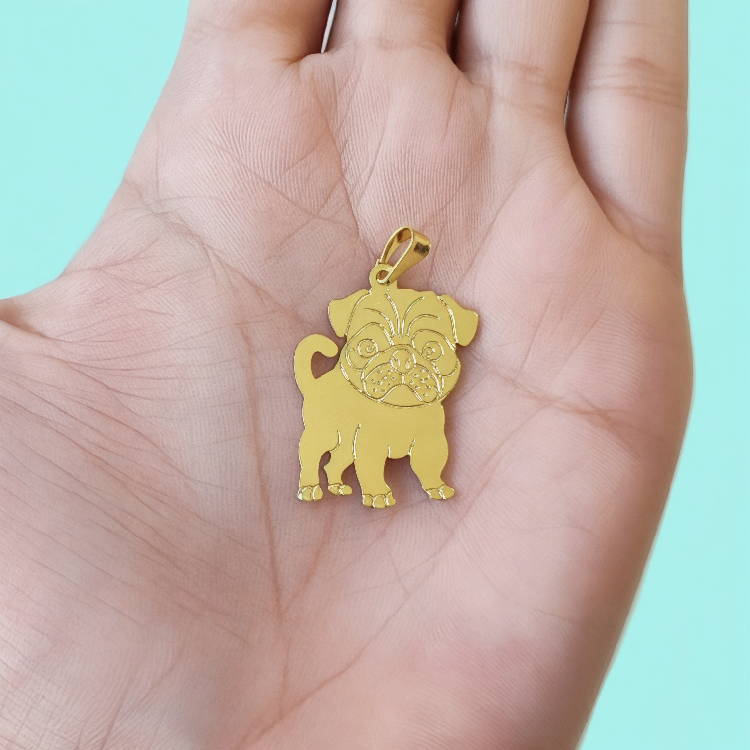 COLGANTE PERRO PUG ENCHAPADO ORO 18K - 2