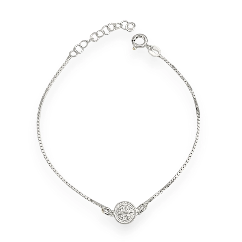PULSERA MEDALLA SAN BENITO PLATA FINA 925 - 1