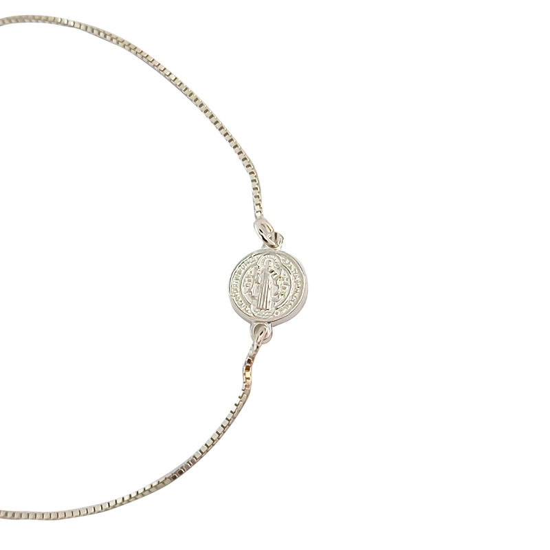 PULSERA MEDALLA SAN BENITO PLATA FINA 925 - 4