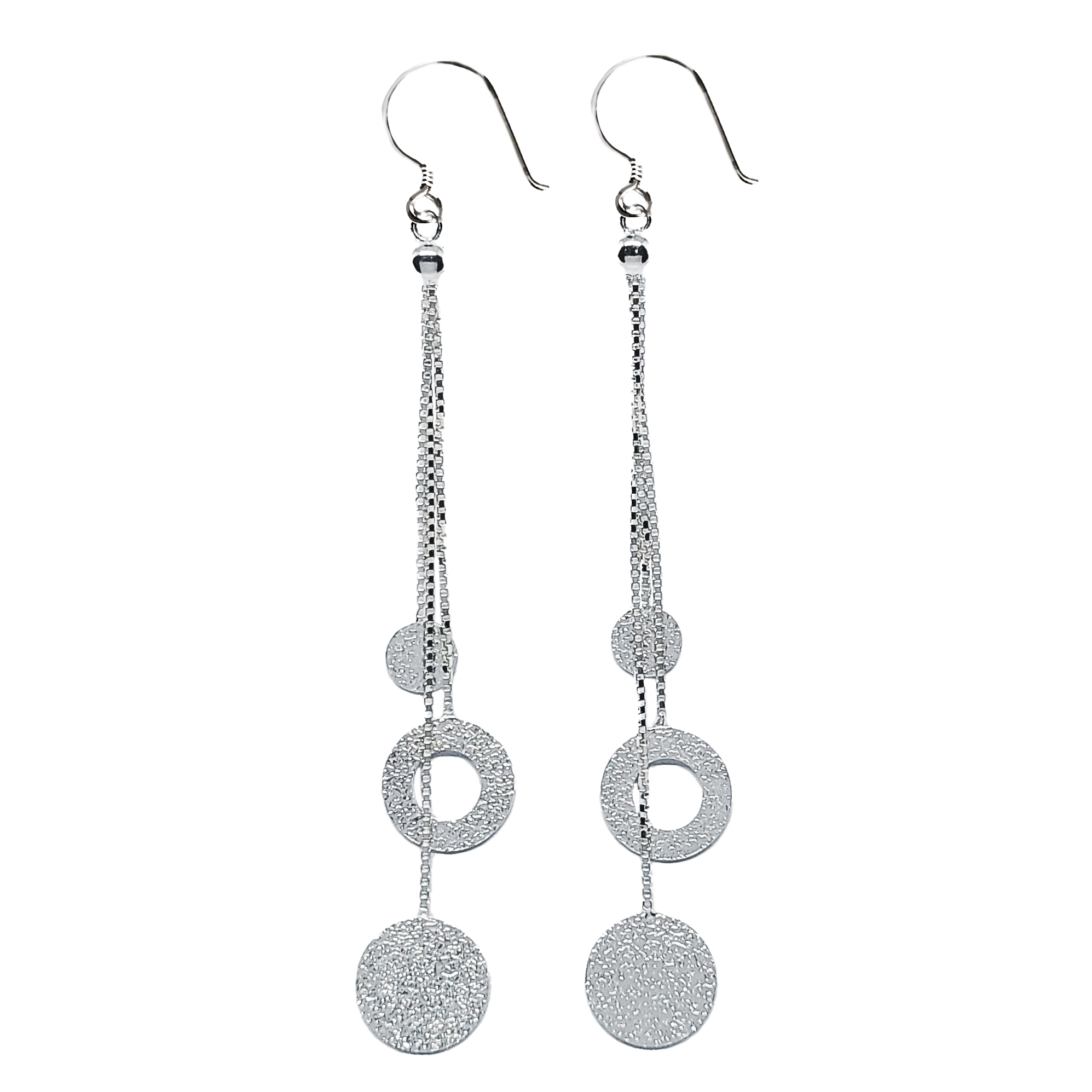 AROS ANDREA COGGIOLA JOYAS COLGANTES CADENA VENECIANA CÍRCULOS SATINADOS PLATA FINA 925 - 1