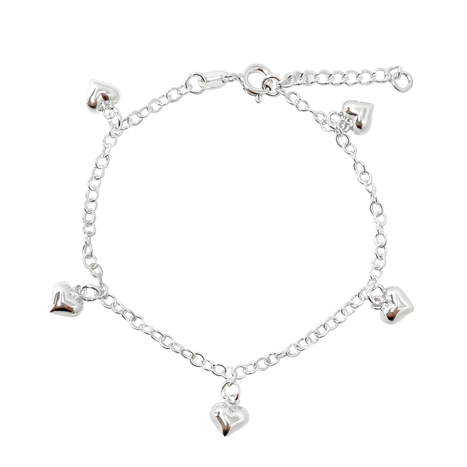 PULSERA ANDREA COGGIOLA JOYAS 5 CORAZONES PLATA FINA 925 - 1