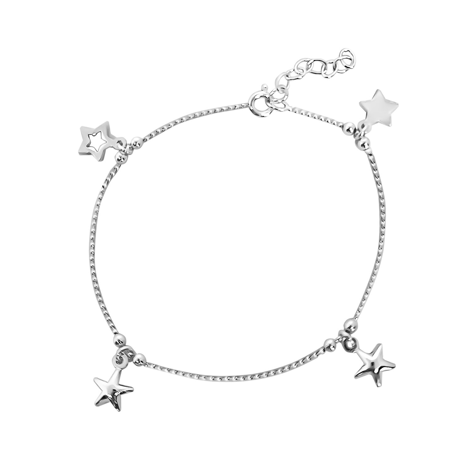 PULSERA BOLITA ESTRELLAS PLATA FINA 925 - 1