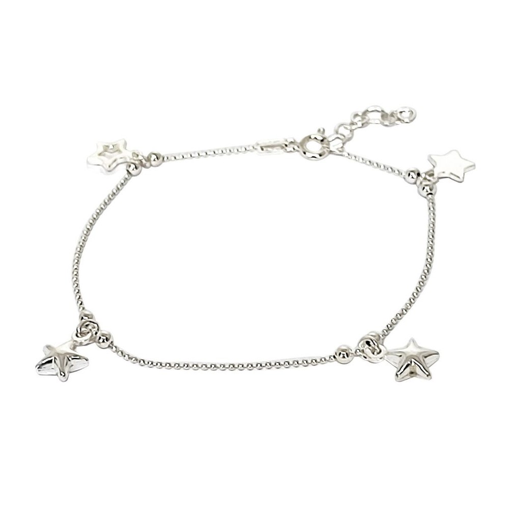 PULSERA BOLITA ESTRELLAS PLATA FINA 925 - 2