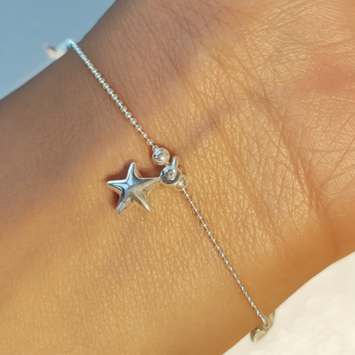 PULSERA BOLITA ESTRELLAS PLATA FINA 925 - 3