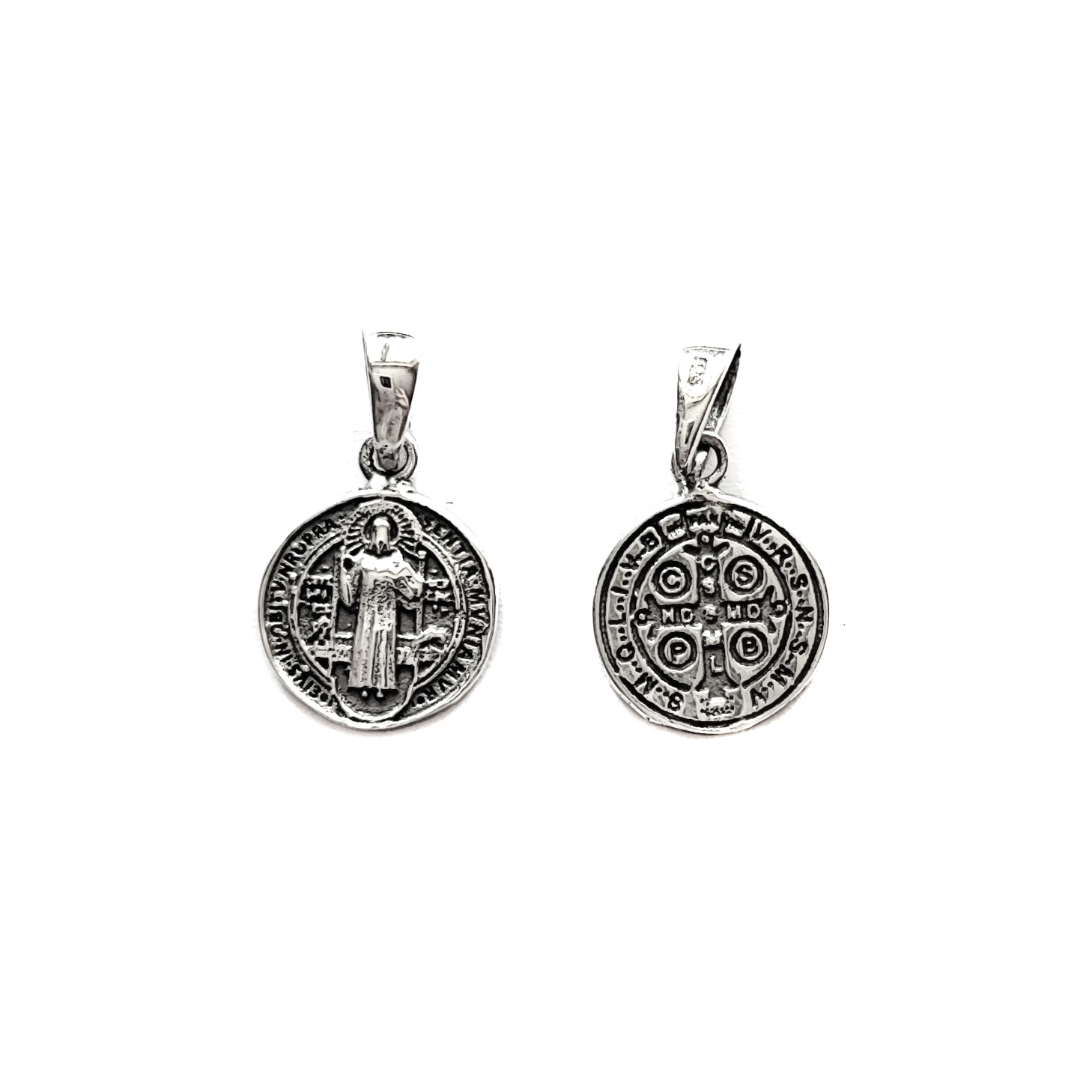 COLGANTE MEDALLA SAN BENITO 10MM PLATA FINA 925 - 1