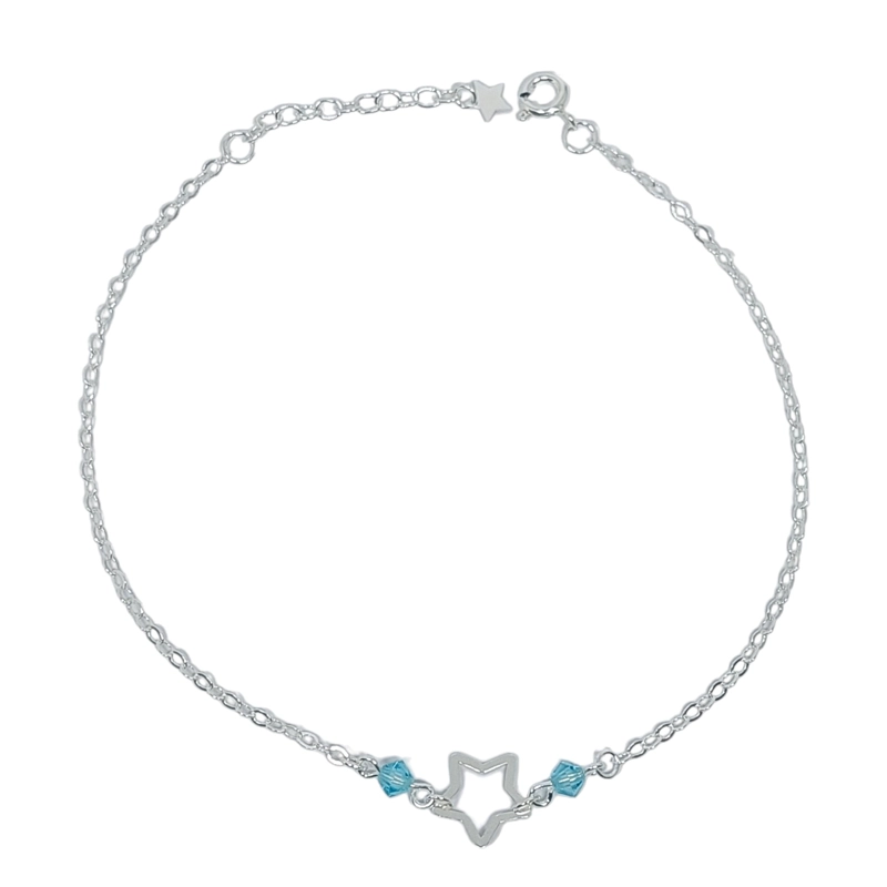 TOBILLERA ANDREA COGGIOLA JOYAS ESTRELLA CRISTALES PLATA FINA 925 - 1