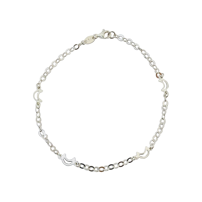 TOBILLERA ANDREA COGGIOLA JOYAS LUNAS CADENA PLATA FINA 925 - 1