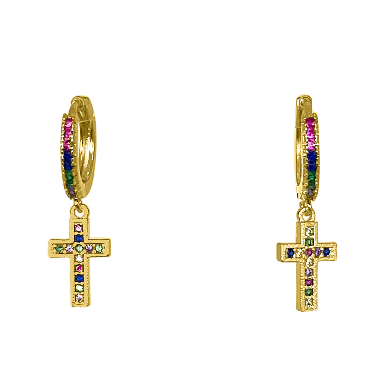 AROS ANDREA COGGIOLA JOYAS ARGOLLA CINTILLO CRUZ COLORES ENCHAPADO ORO 18K - 1
