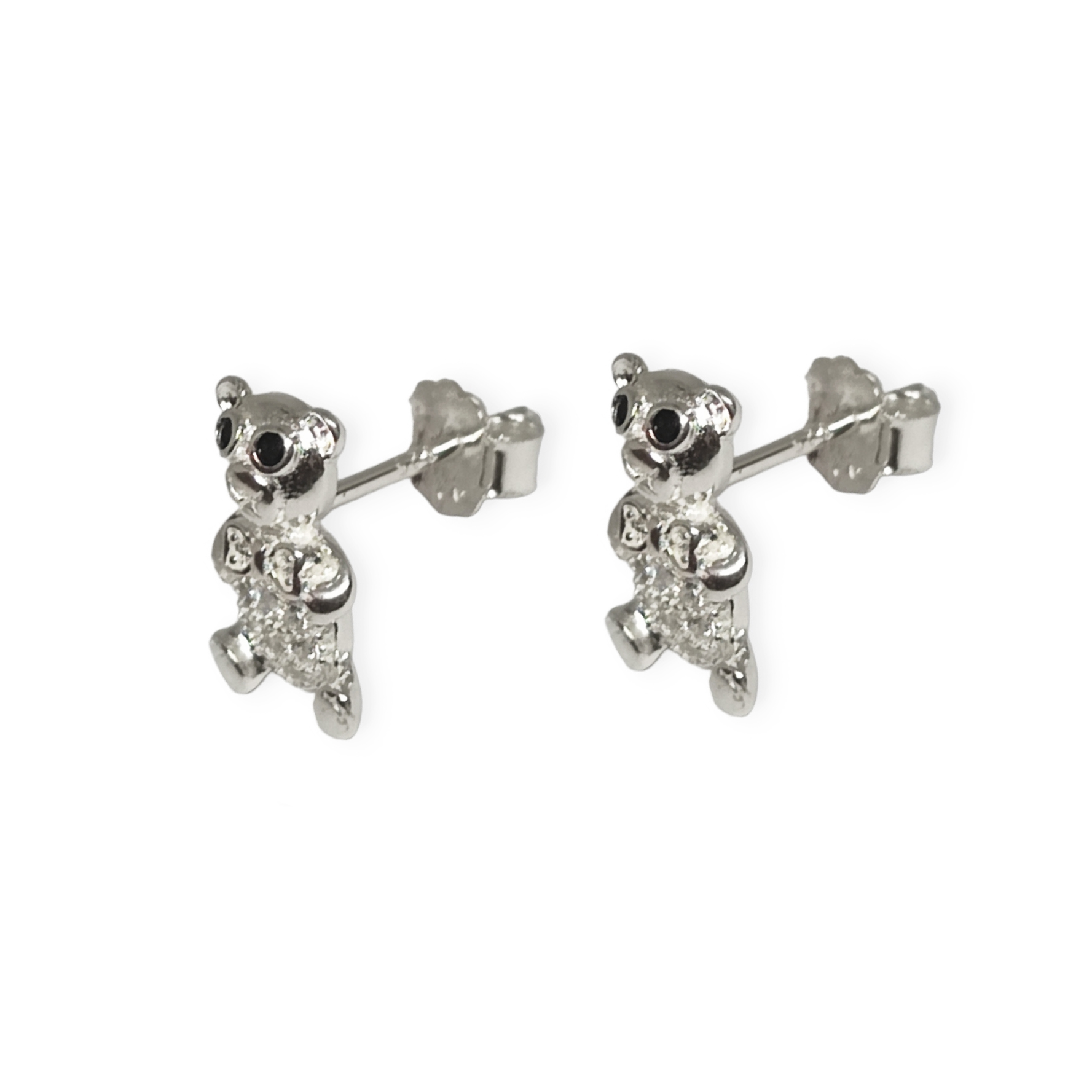 AROS ANDREA COGGIOLA JOYAS OSO MICRO CIRCÓN PLATA FINA 925 - 2