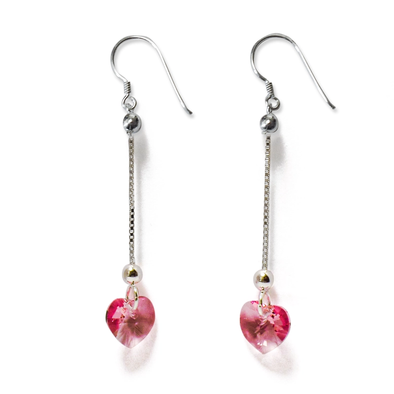 AROS ANDREA COGGIOLA JOYAS CORAZÓN CRISTAL COLGANTE PLATA FINA 925 - 1