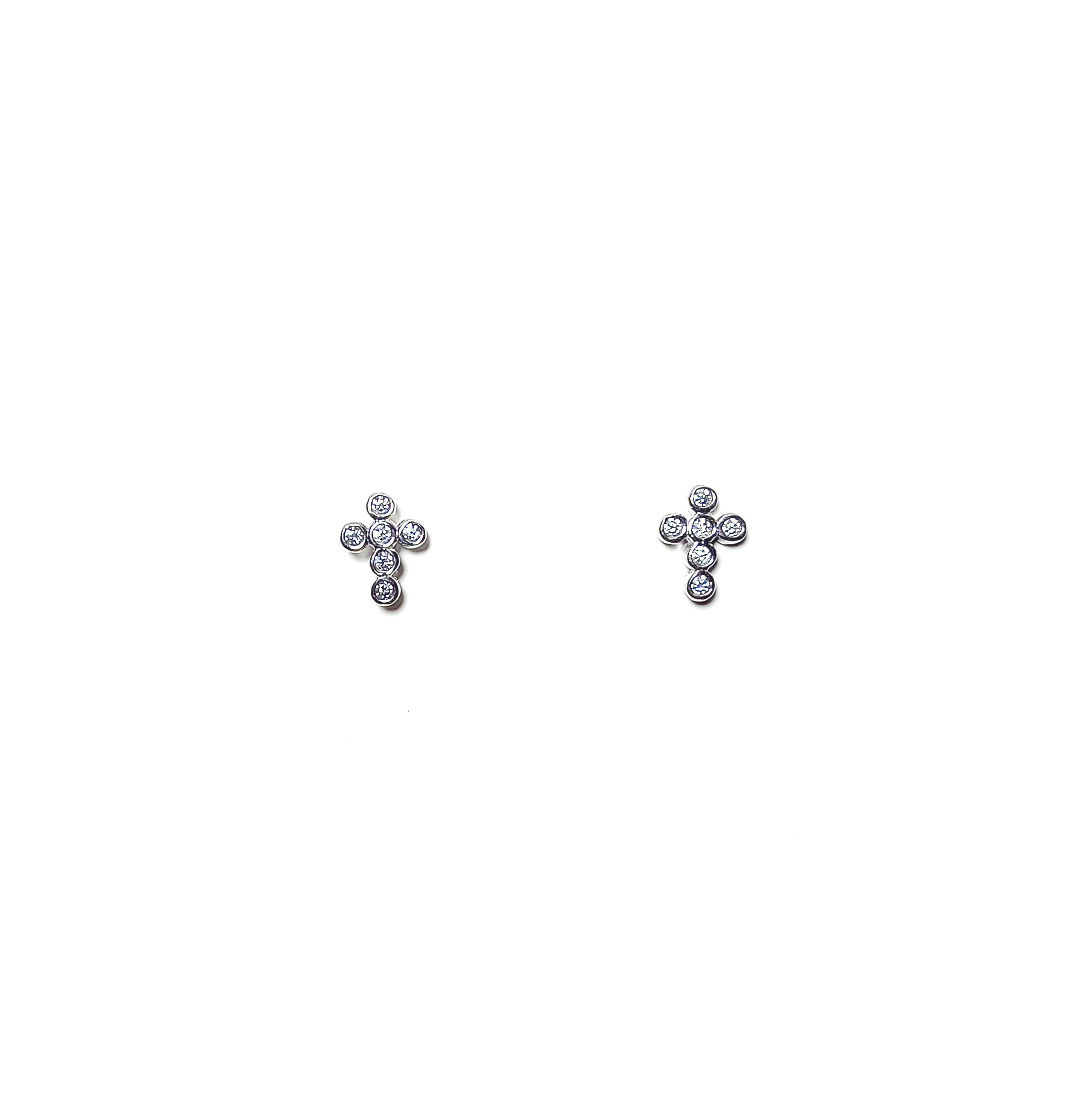 AROS ANDREA COGGIOLA JOYAS CRUZ MINI CIRCÓN PLATA FINA 925 - 1
