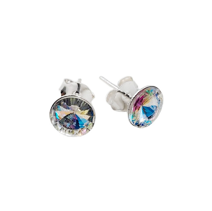 AROS ANDREA COGGIOLA JOYAS CRISTAL TORNASOL REDONDO 8MM PLATA FINA 925 - 1