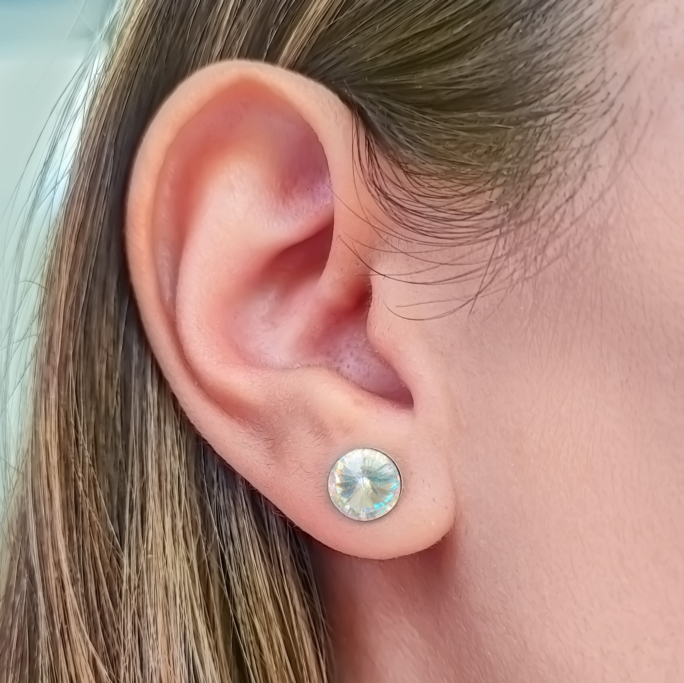 AROS ANDREA COGGIOLA JOYAS CRISTAL TORNASOL REDONDO 8MM PLATA FINA 925 - 2