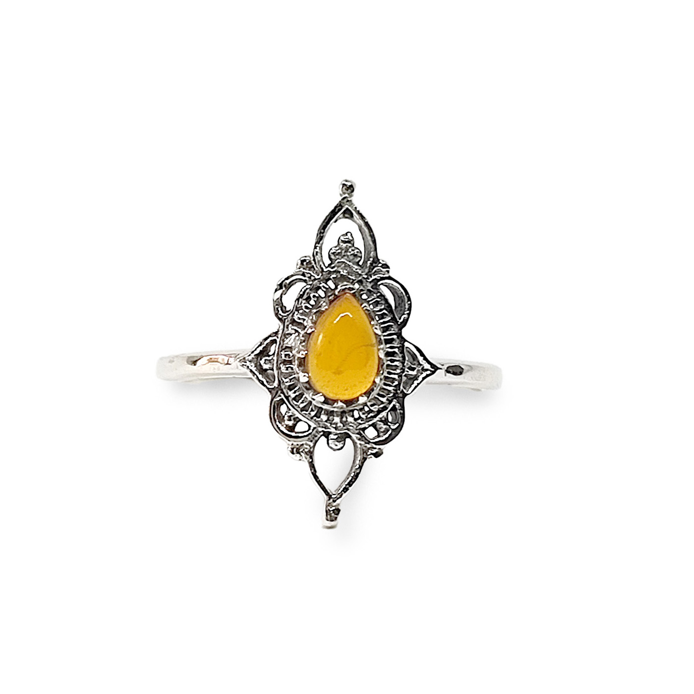 ANILLO ANDREA COGGIOLA JOYAS PLATA FINA 925 ISHANI PIEDRA ÁMBAR #16 - 1