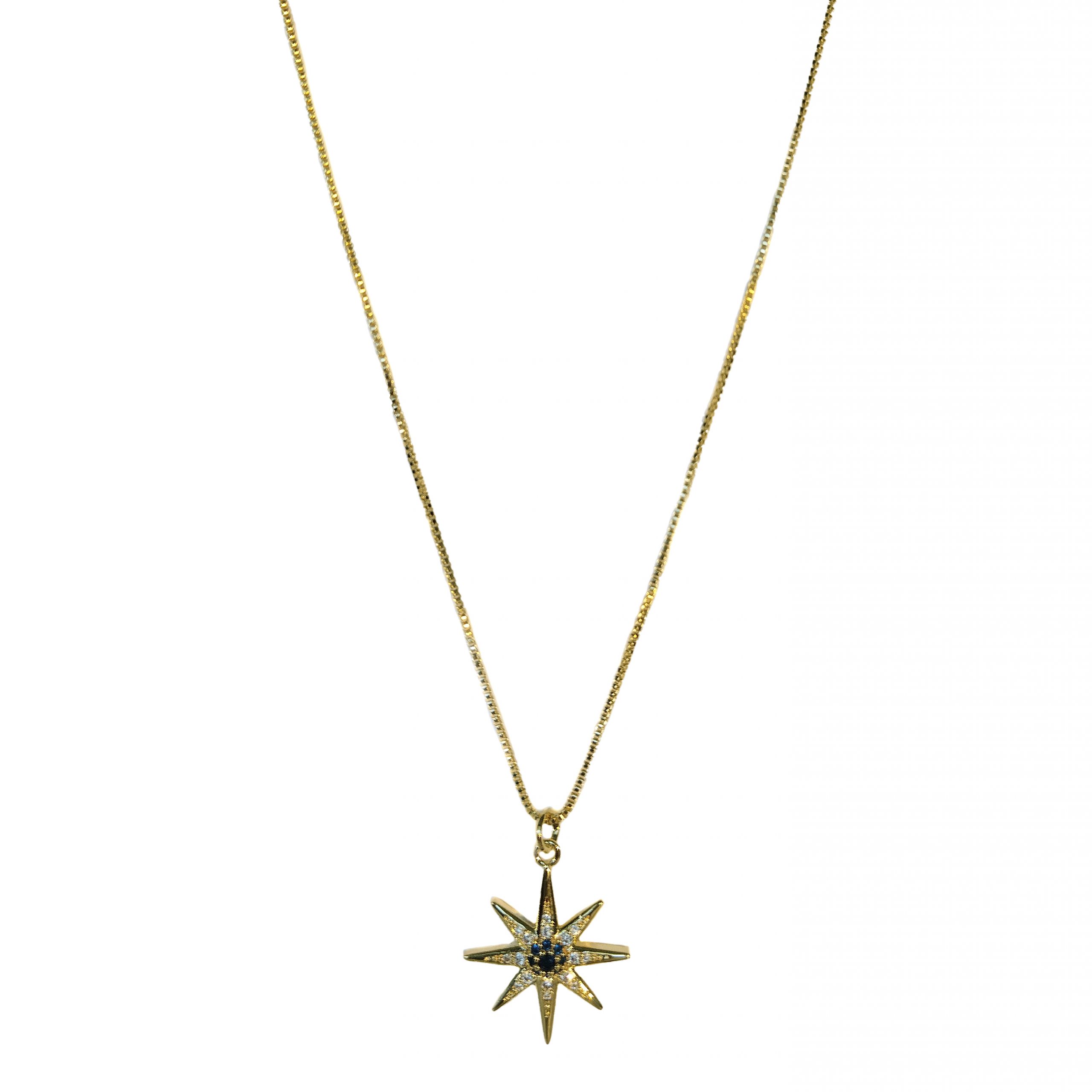 COLLAR ANDREA COGGIOLA JOYAS ENCHAPADO ORO 18K ESTRELLA CENTRO AZUL CIRCÓN - 1