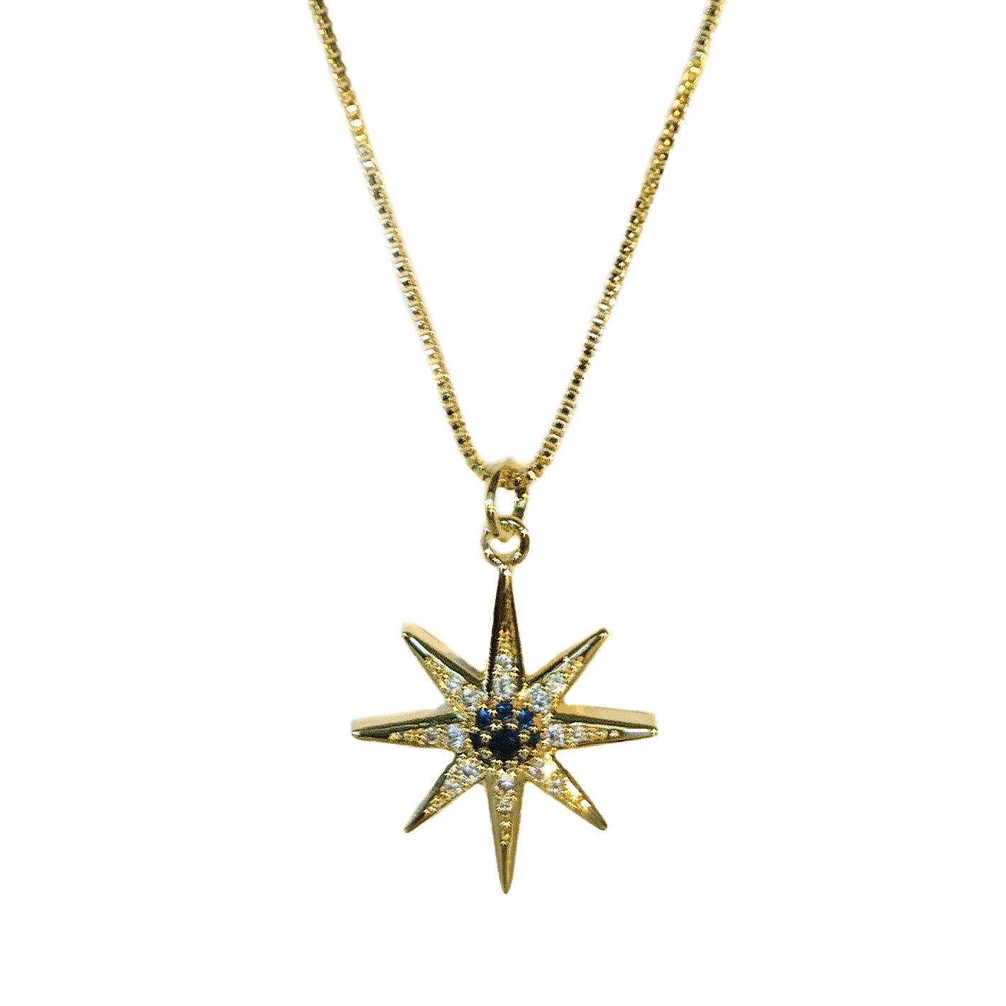 COLLAR ANDREA COGGIOLA JOYAS ENCHAPADO ORO 18K ESTRELLA CENTRO AZUL CIRCÓN - 2