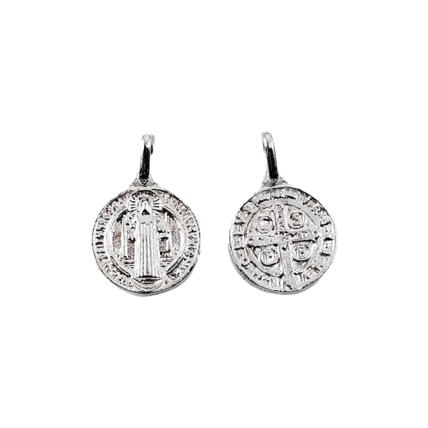 COLGANTE MEDALLA SAN BENITO 12MM PLATA FINA 925 - 1
