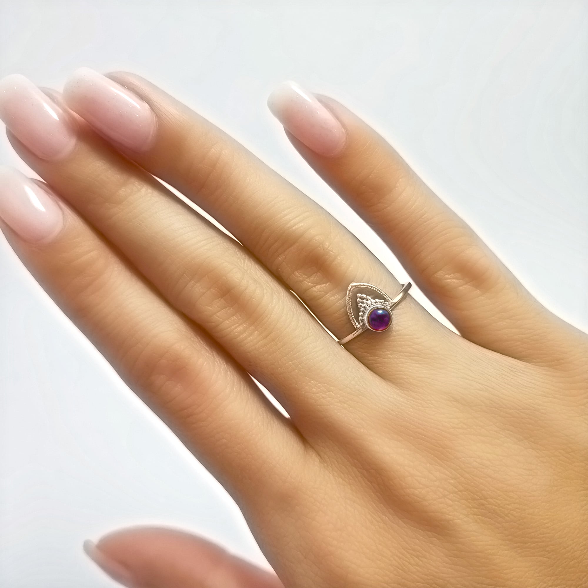 ANILLO ANDREA COGGIOLA JOYAS PLATA FINA 925 PRISHA PIEDRA AMATISTA #19 - 2