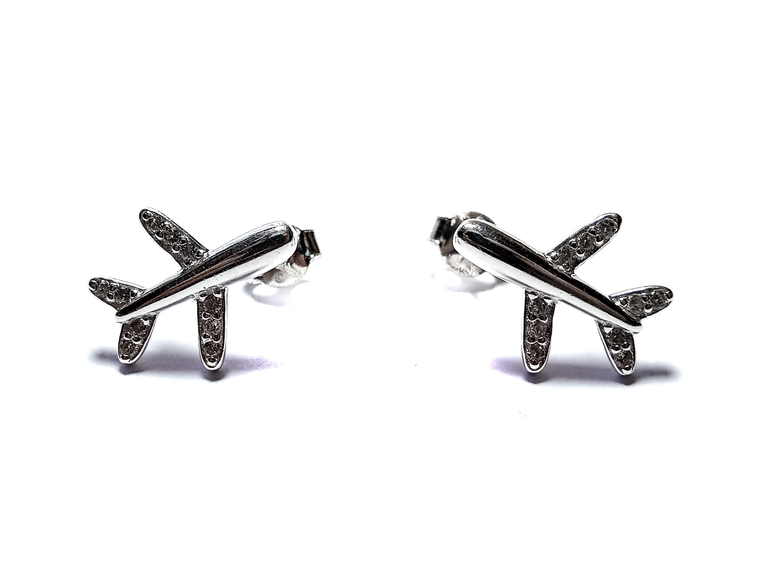 AROS ANDREA COGGIOLA JOYAS AVIÓN CIRCÓN PLATA FINA 925 - 1