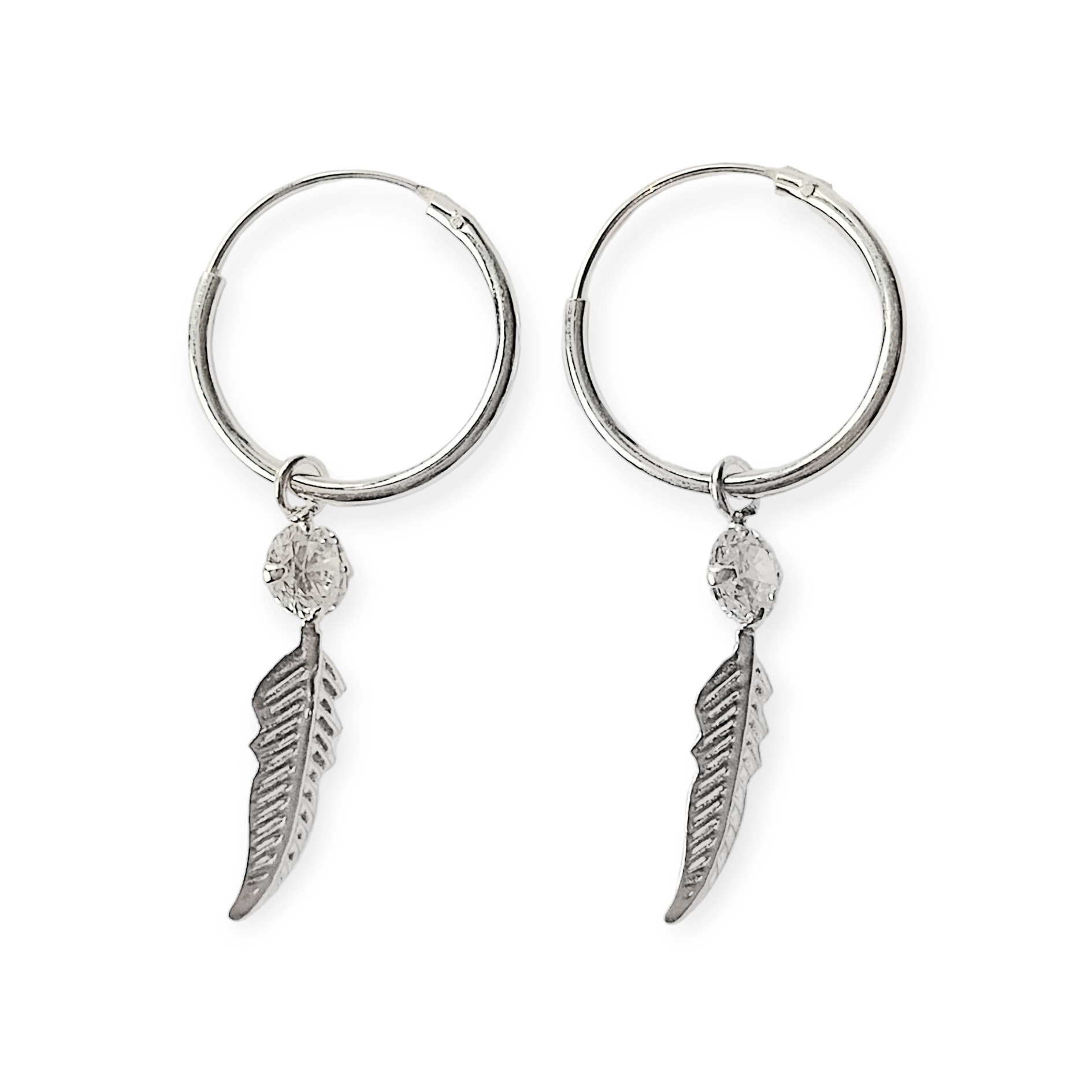 AROS ANDREA COGGIOLA JOYAS ARGOLLAS CIRCÓN PLUMA COLGANTE PLATA FINA 925 - 1