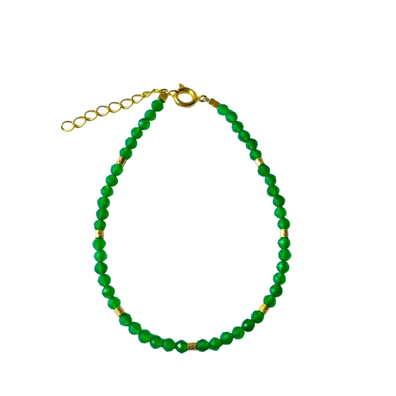 PULSERA ANDREA COGGIOLA JOYAS HELEN JADE FACETADO MOSTACILLAS ENCHAPADAS ORO 18K - 1