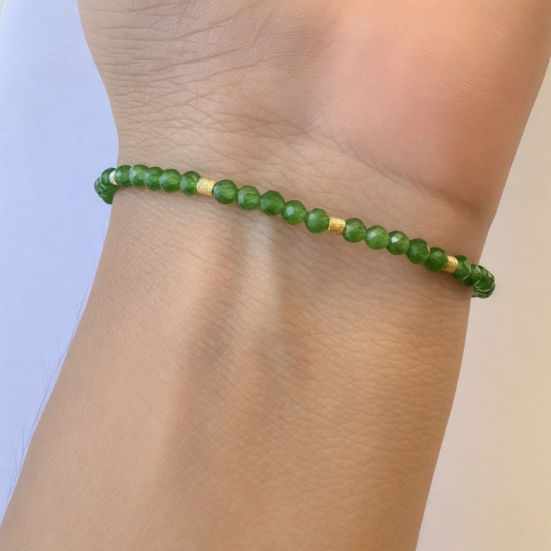 PULSERA ANDREA COGGIOLA JOYAS HELEN JADE FACETADO MOSTACILLAS ENCHAPADAS ORO 18K - 2