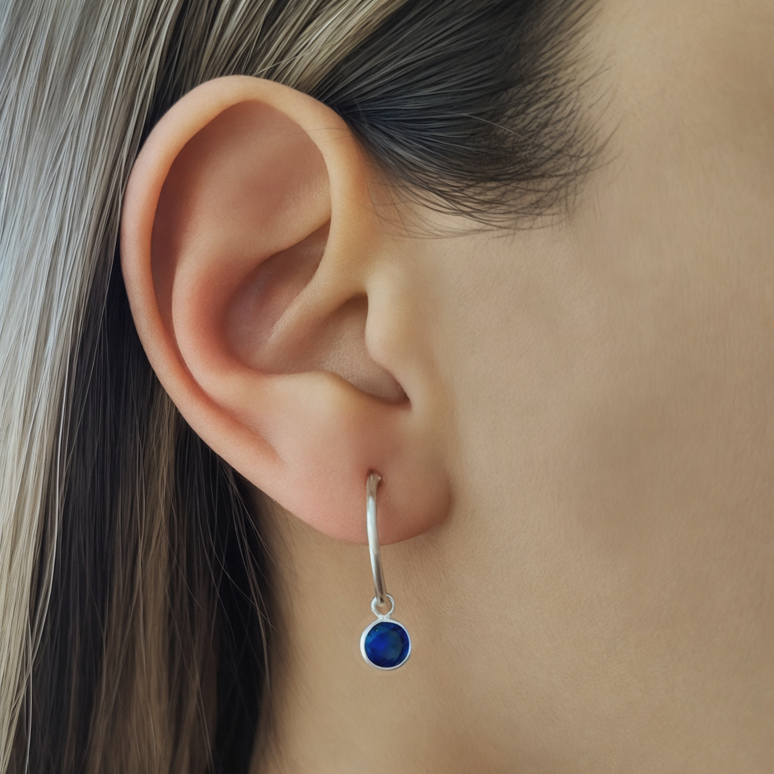 AROS ANDREA COGGIOLA JOYAS ARGOLLA CIRCÓN AZUL COLGANTE PLATA FINA 925 - 2