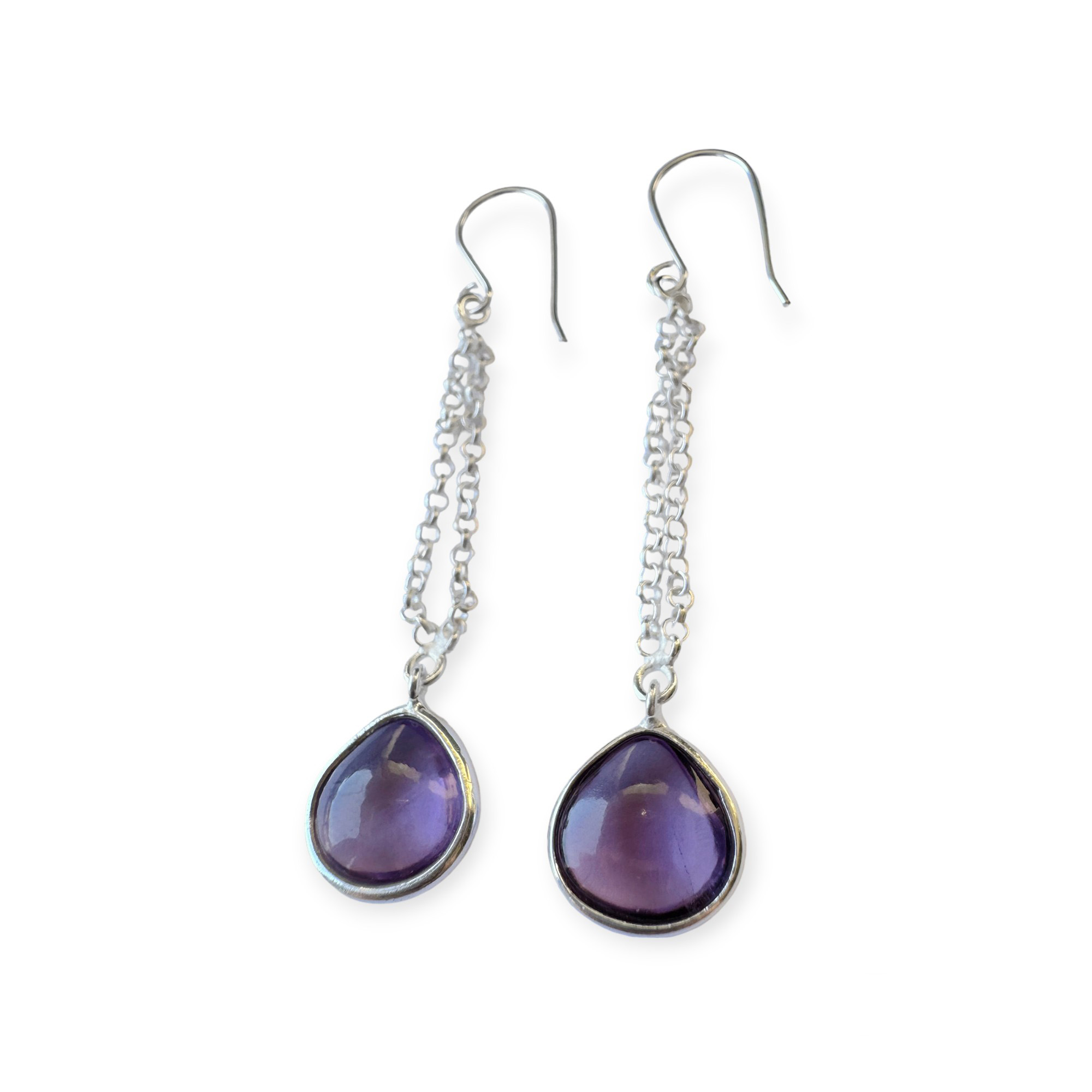 AROS ANDREA COGGIOLA JOYAS GOTA AMATISTA COLGANTE GANCHO PLATA FINA 925 - 2
