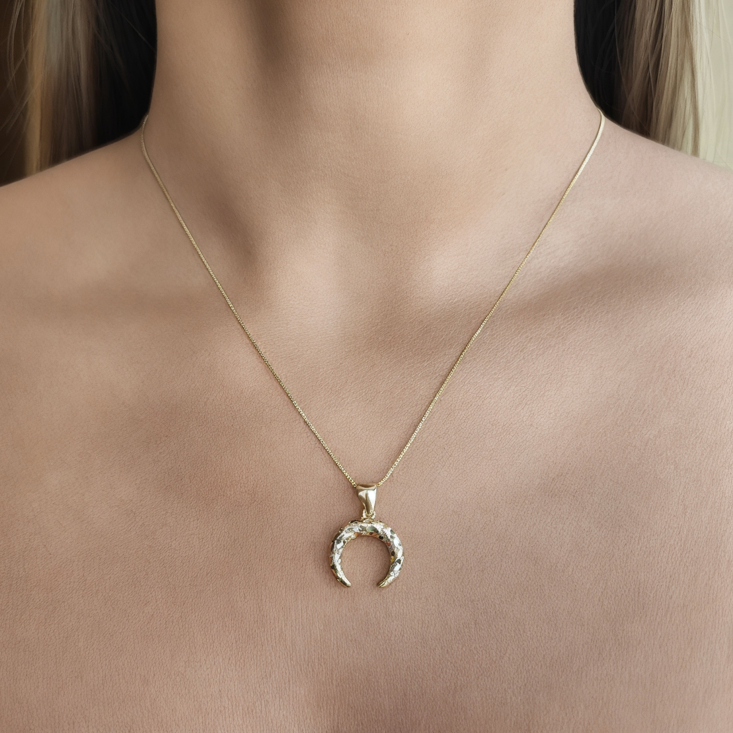 COLLAR ANDREA COGGIOLA JOYAS ENCHAPADO ORO 18K LUNA INVERTIDA CIRCONES COLORES - 3
