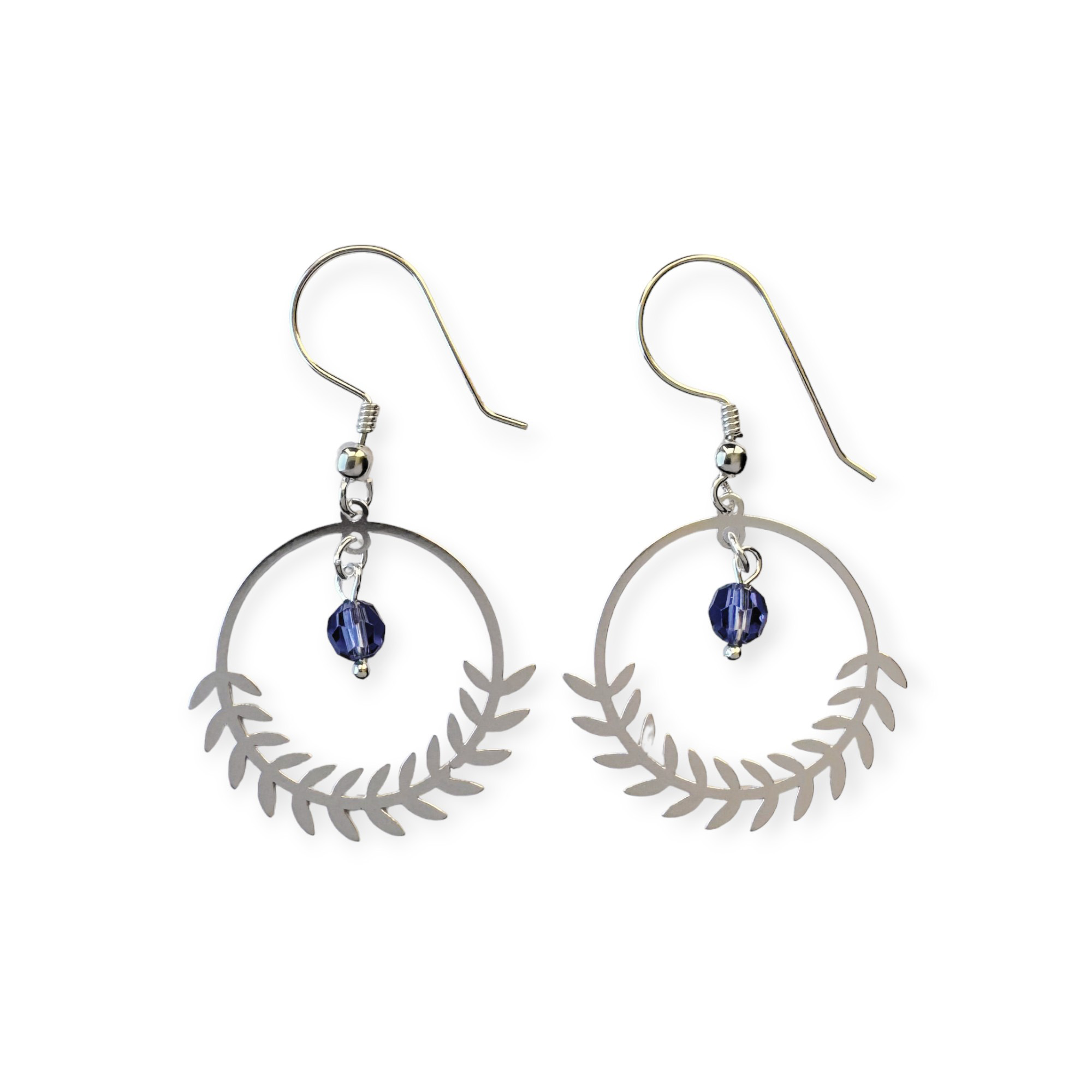AROS ANDREA COGGIOLA JOYAS ESPIGA REDONDO GANCHO CRISTAL PLATA FINA 925 - 1