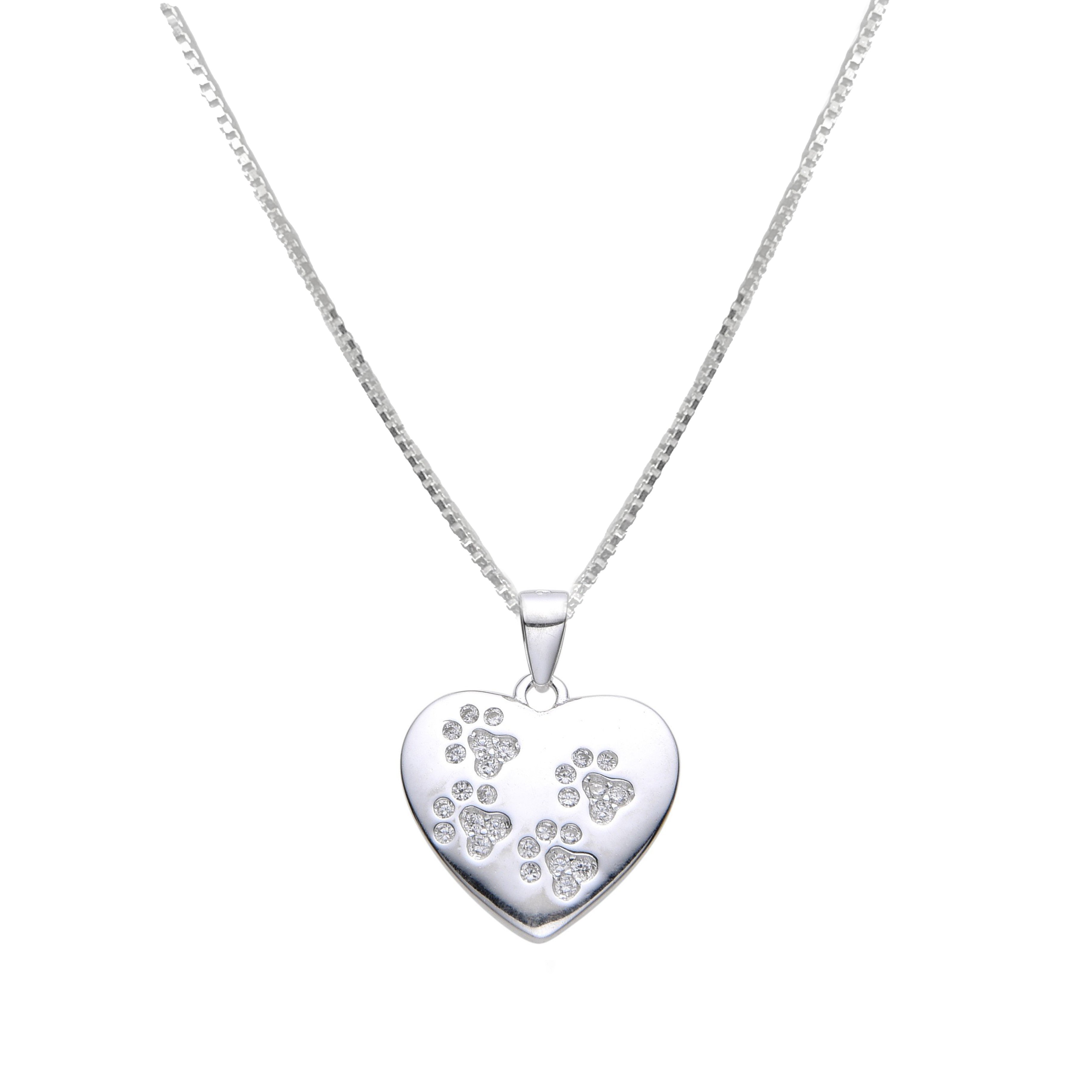 COLLAR ANDREA COGGIOLA JOYAS PLATA FINA 925 CORAZÓN HUELLAS CIRCÓN - 1