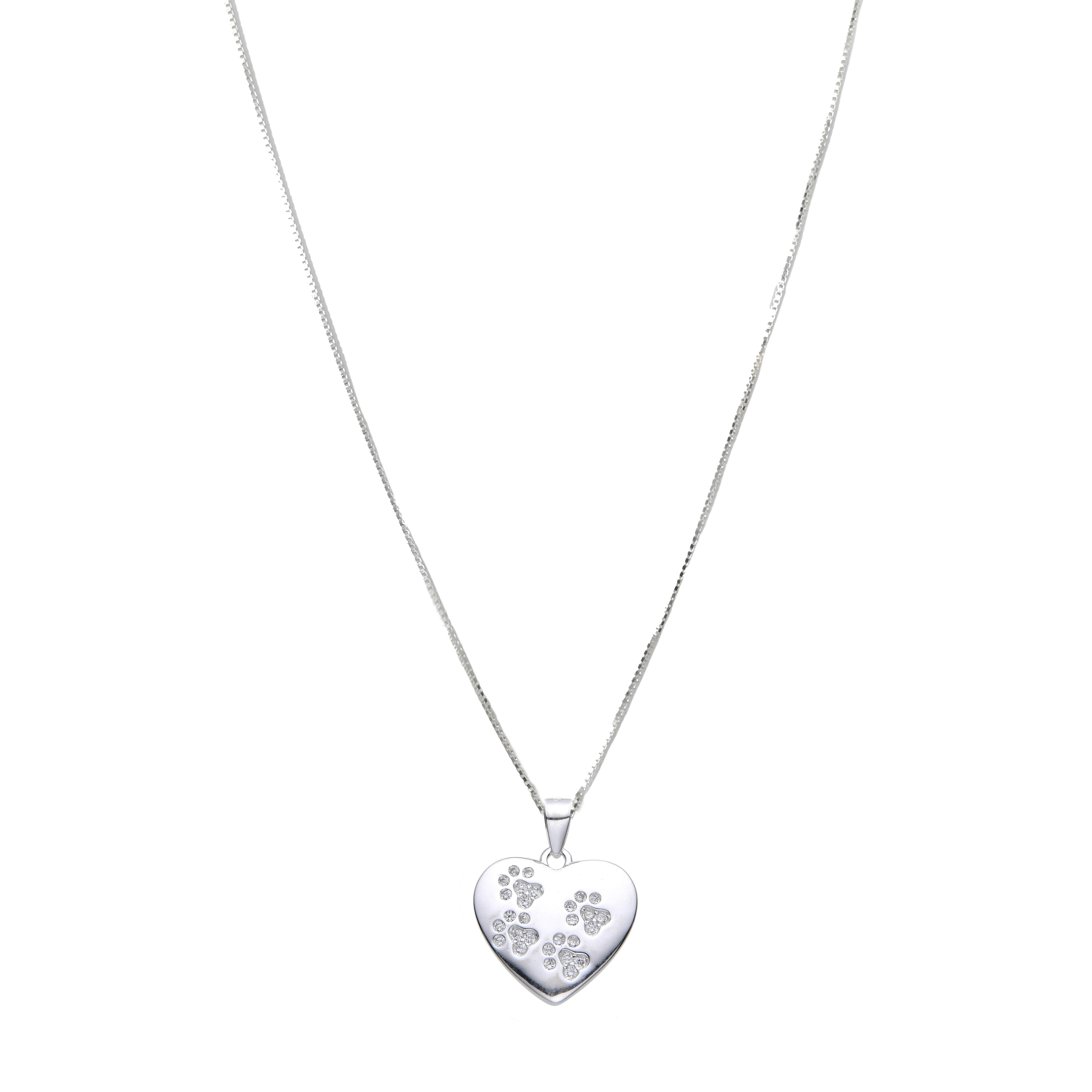 COLLAR ANDREA COGGIOLA JOYAS PLATA FINA 925 CORAZÓN HUELLAS CIRCÓN - 2