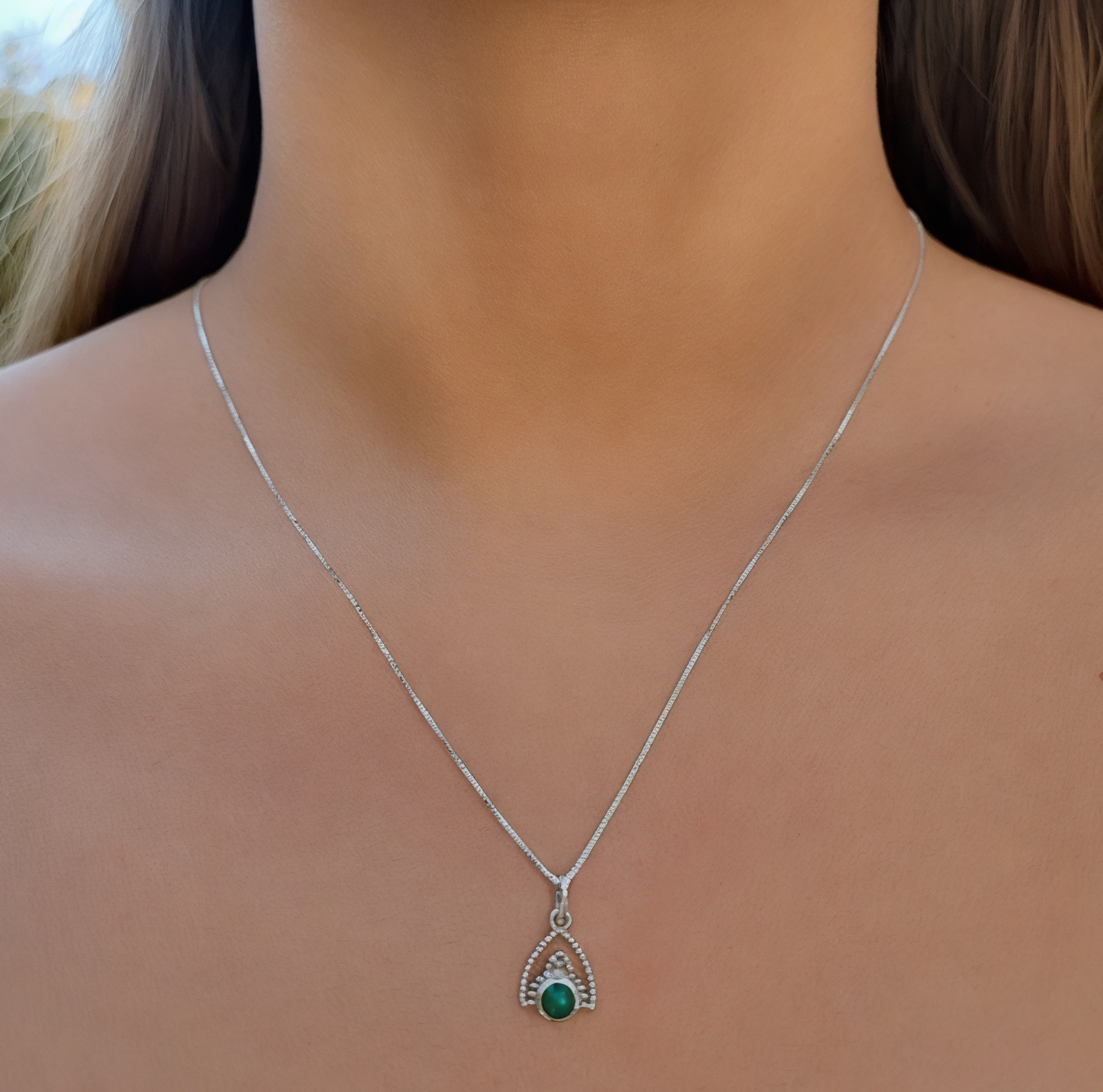 COLLAR ANDREA COGGIOLA JOYAS PLATA FINA 925 SIDDHI PIEDRAS NATURALES JADE - 3