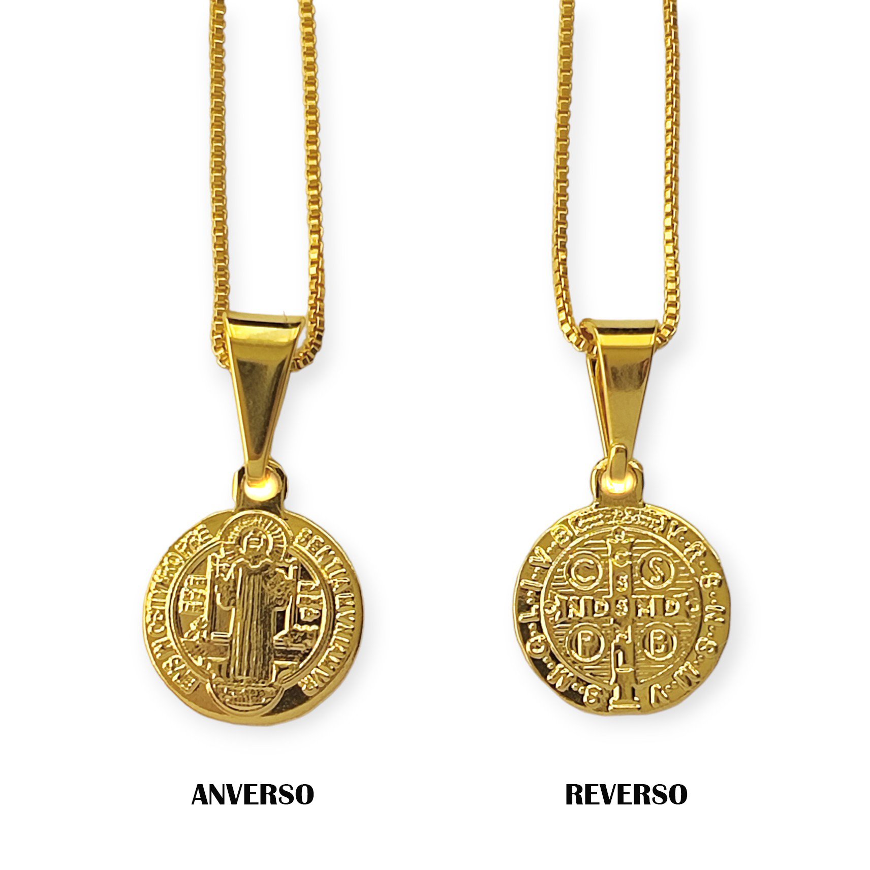 COLLAR ANDREA COGGIOLA JOYAS ENCHAPADO ORO 18K MEDALLA SAN BENITO VENECIANA - 1